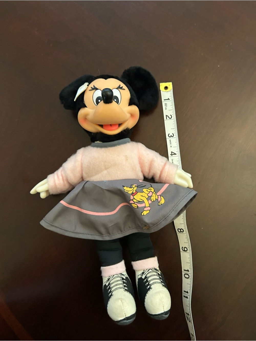 Vintage Disney Minnie Mouse Plush Doll in Black, Sock Hop